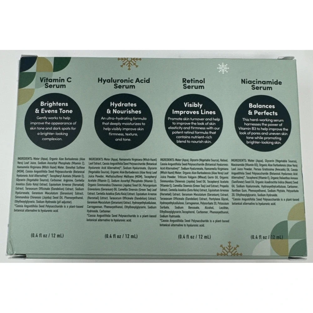 TruSkin Merry Bright Holiday Facial Serum Skincare Gift Set Retinol .4 fl oz ea.